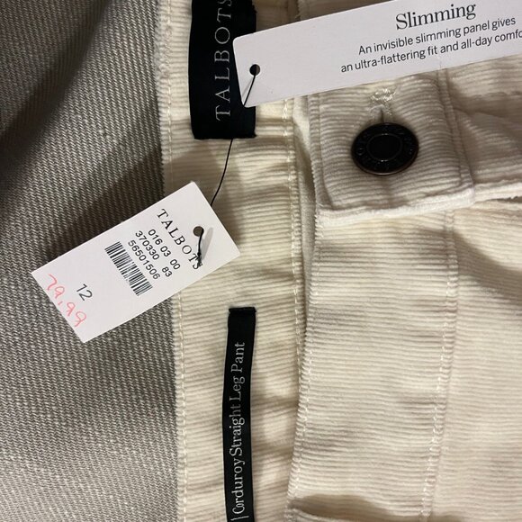 NWT Talbot's white corduroy pants, Size 12 - Picture 4 of 6